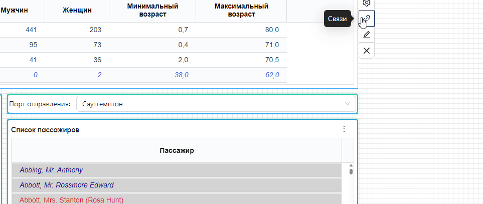 Настройка связи виджетов Настройка связи виджетов